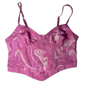 Women's Trim Satin Cami Tank Wild Fable Target Pink Swirl *SOLD OUT ONLINE* M